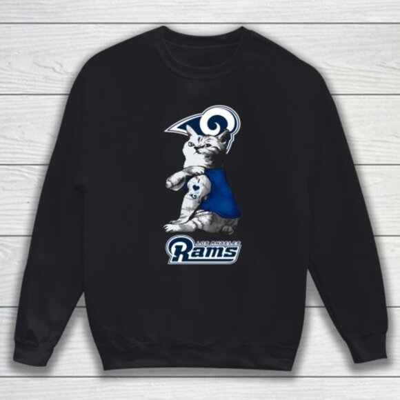NFL Football My Cat Loves Los Angeles Rams Sweatshirt Fan Gift Unisex Apparel 91 - Picture 1 of 5